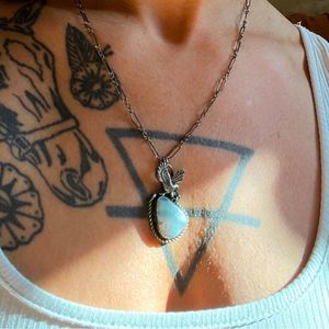 Sterling Silver Necklace with Eagle and Stone